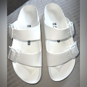 White Birkenstock Arizona sandal size 38